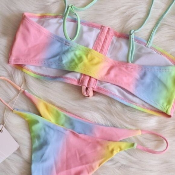 NEW Pink Blue Yellow Green Sexy Bikini Size Small Bathing Suit Swim Summer Pool - Picture 7 of 9